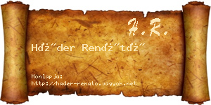 Háder Renátó névjegykártya